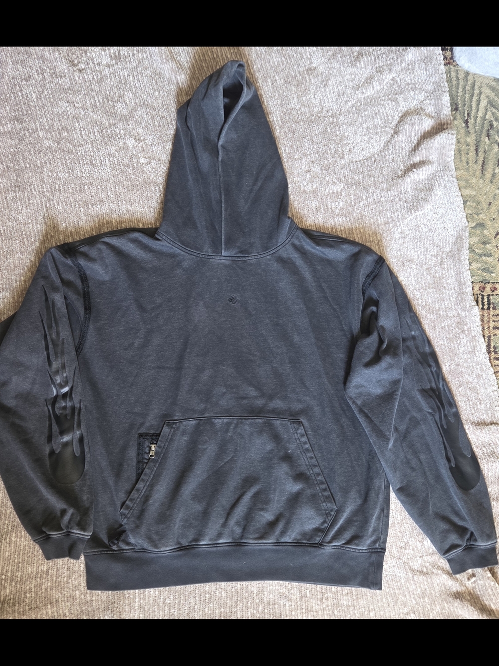 Mens Converse Charcoal Hooded Sweatshirt with Sleeve Flame Graphics